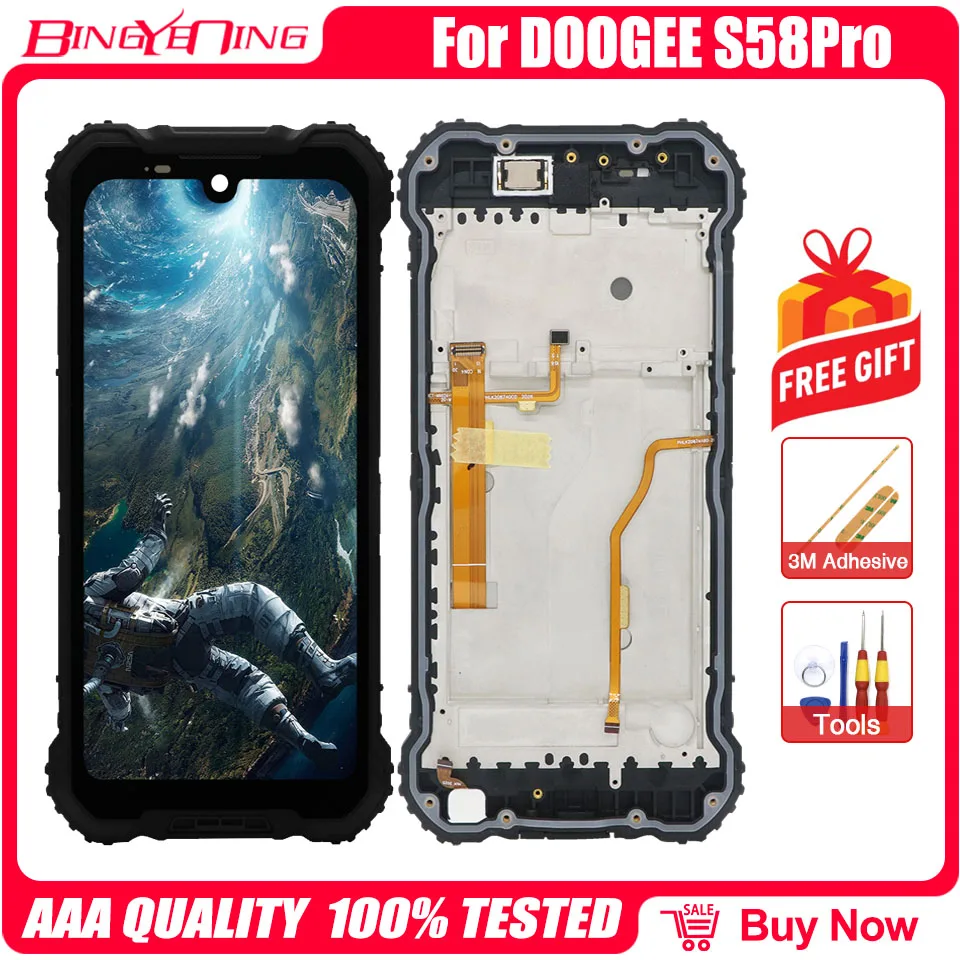 Original 5.71 inch LCD&Touch Screen Digitizer Display With Frame Module Repair Replacement Part For DOOGEE S58 Pro Cellphone