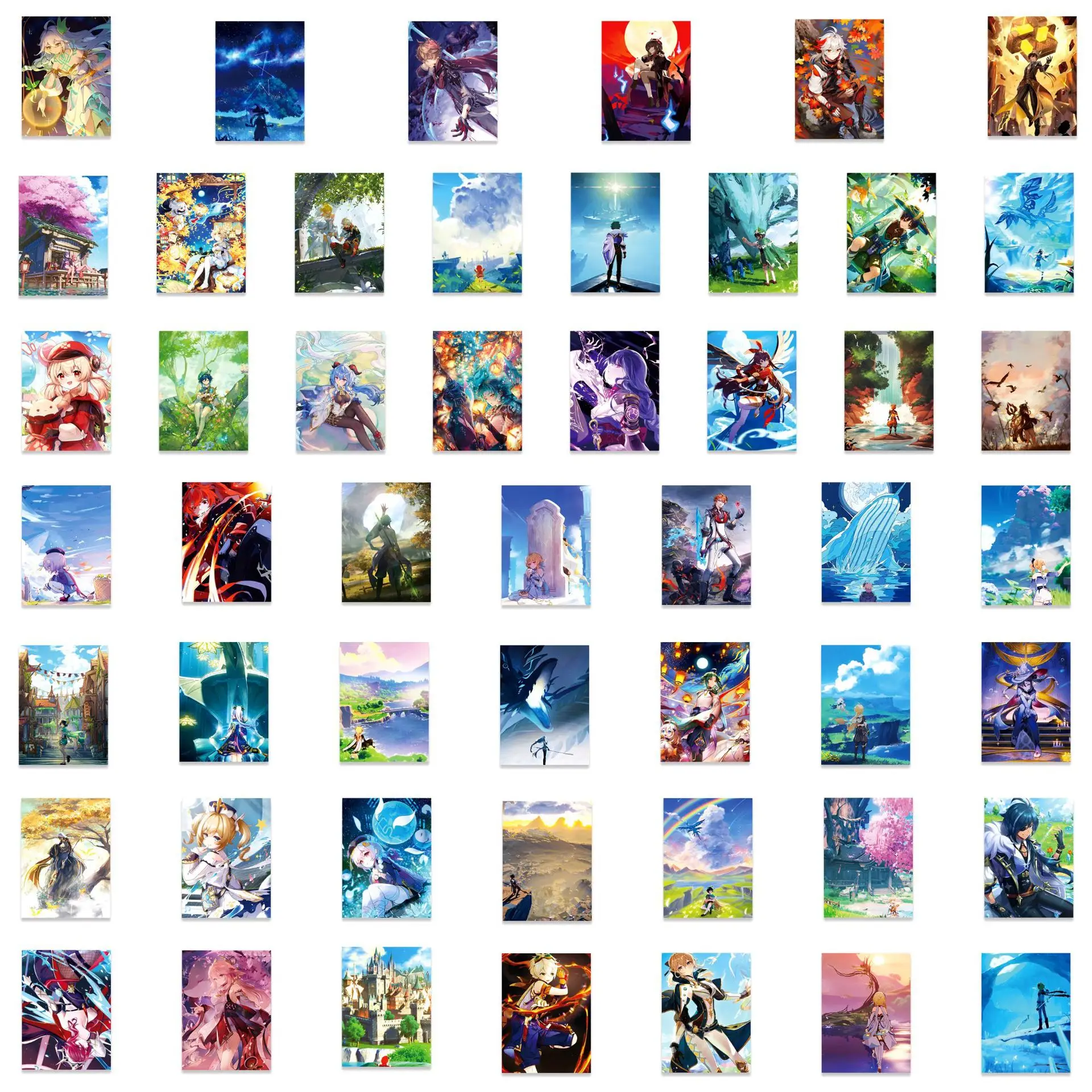50PCS Cartoon Genshin Impact Sticker Graffiti iPad Luggage Laptop Car Computer Pattern Scrapbook Toy Decoration