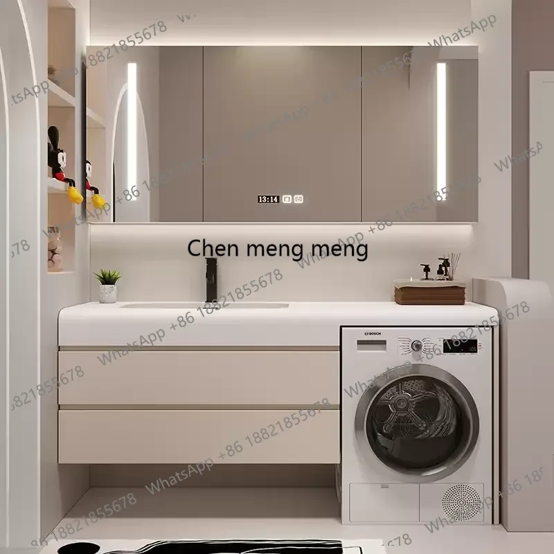 Washing machine significant other integrated cabinet rock slab seamless solid wood bathroom cabinet combination