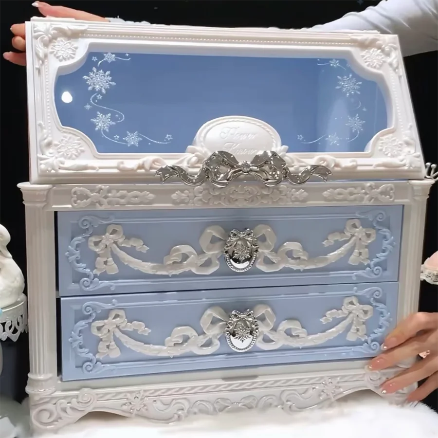 Flower Knows Snow Ballet Cabinet Large Storage Box Cosmetics Jewelry Makeup Train Case Flowerknows Storage Box (Empty Box)
