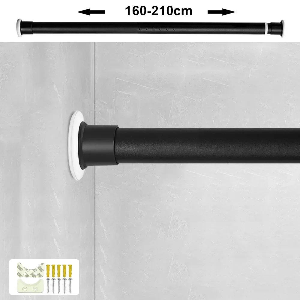 Gardinenstangen, verstellbare Gardinenstangen, Duschvorhangstangen, ohne Bohren, rutschfeste Teleskopstange, 70–360 cm, optional