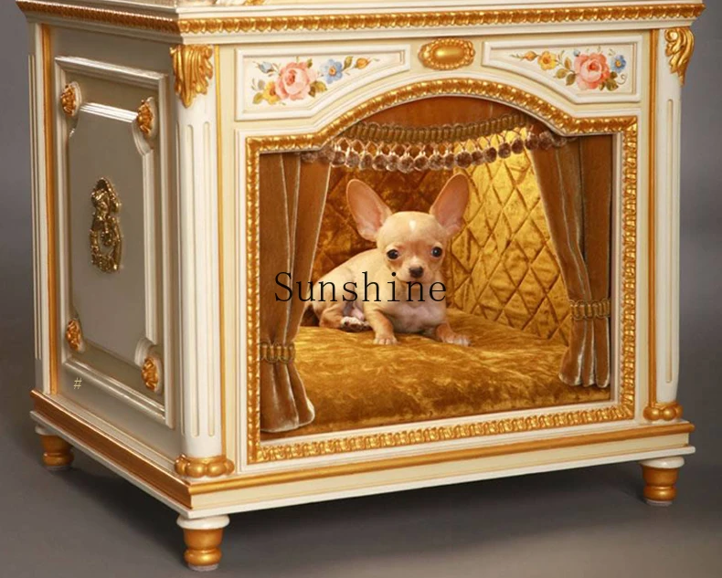 Solid wood kennel indoor pet cat kennel small dog luxury villa