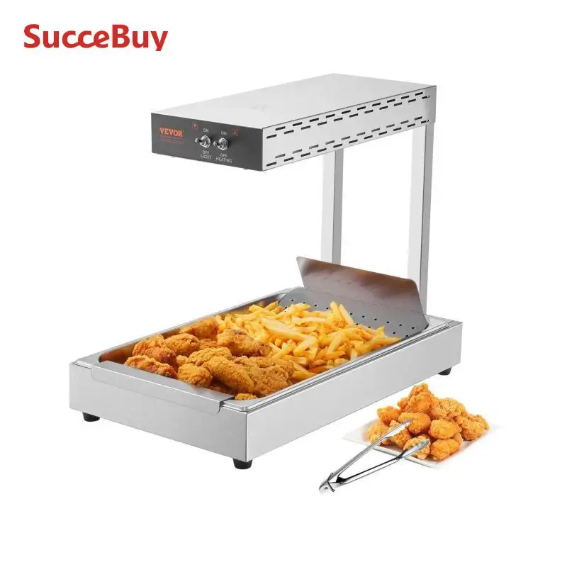VEVOR French Fry Food Warmer 750/1000W Commercial Food Heating Lamp Countertop 104-122°F for Chip Buffet Kitchen Restaurant