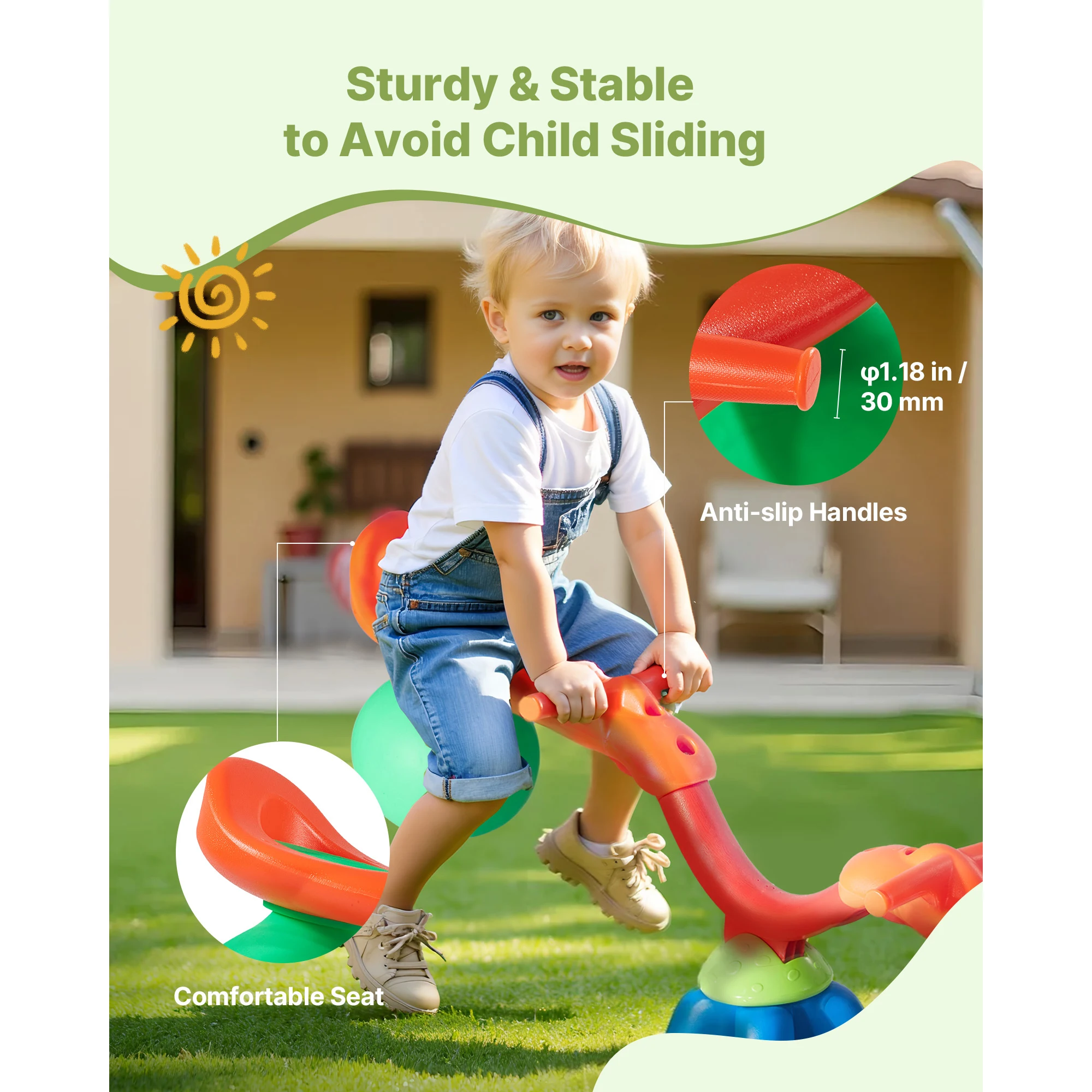 SucceBuy Kinderwip 55 pond per zitplaats Zit- en Spin Teeter Totter 360 °   Roterende buitenspeeltoestellen voor spelende kinderen