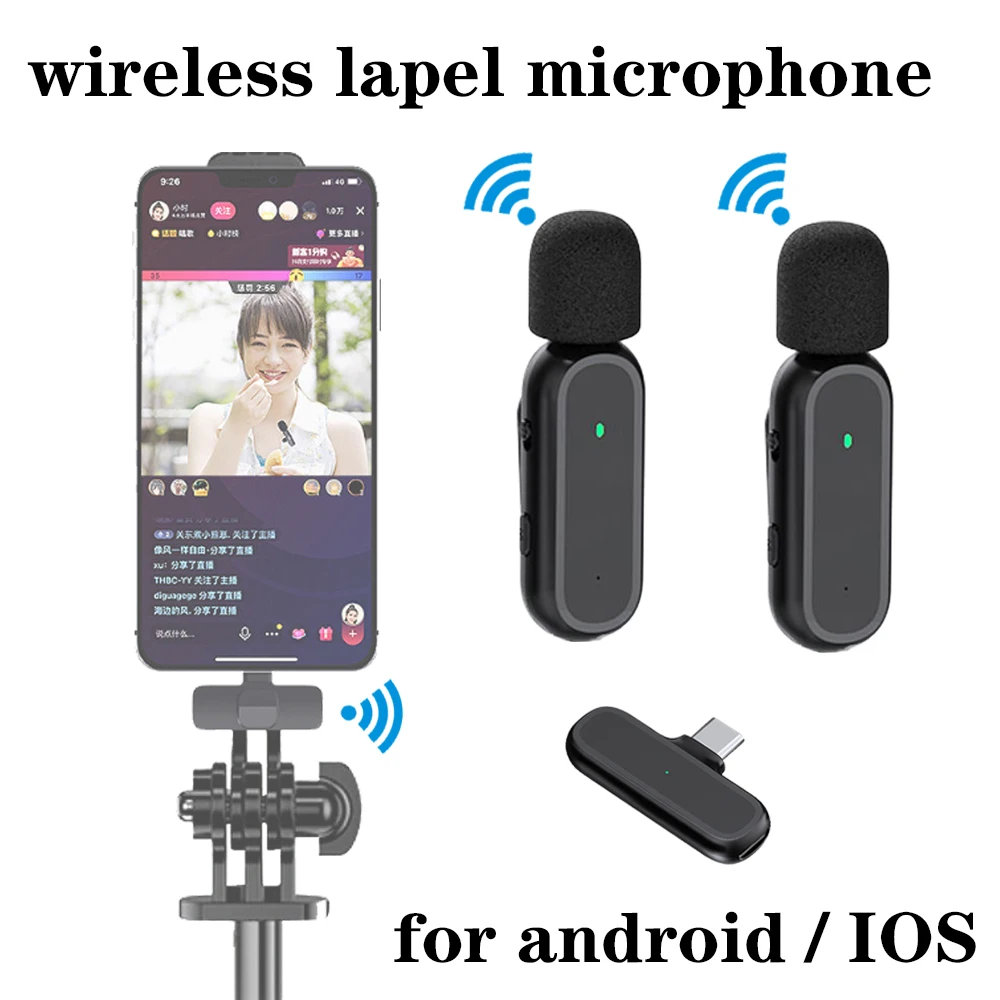 Micrófono de solapa inalámbrico, Micro teléfono, caja de carga portátil, micrófono inalámbrico para teléfono móvil, Android, Iphone