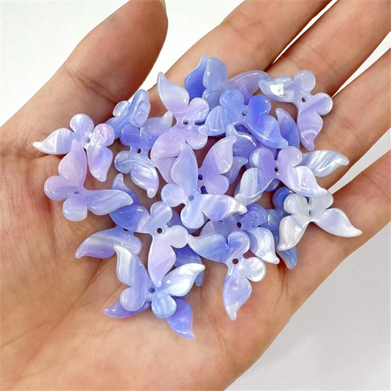 10Pcs New Creative 21MM Acetic Acid animal Butterfly Beads Spacer Acrylic Charm Connectors Diy Hair Jewelry Making Accessories