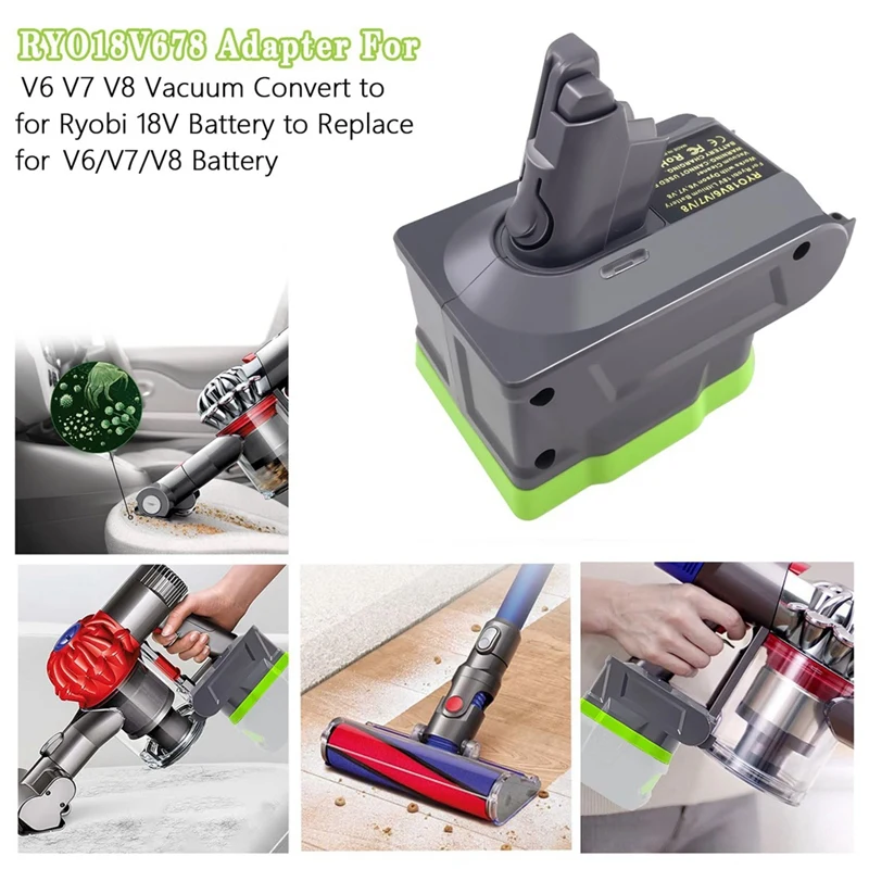 Dyadaptor baterai 3-In-1 untuk Ryobi 18V konversi ke Dysom V6 V7 V8 Aksesori penyedot debu absolut hewan