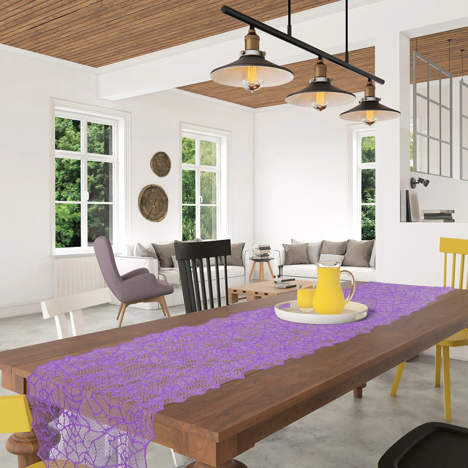 

Web Lace Runner Halloween Decor Dining Room Halloween Lace Table Runner Buffet Fireplace Table Cover Protection Purple