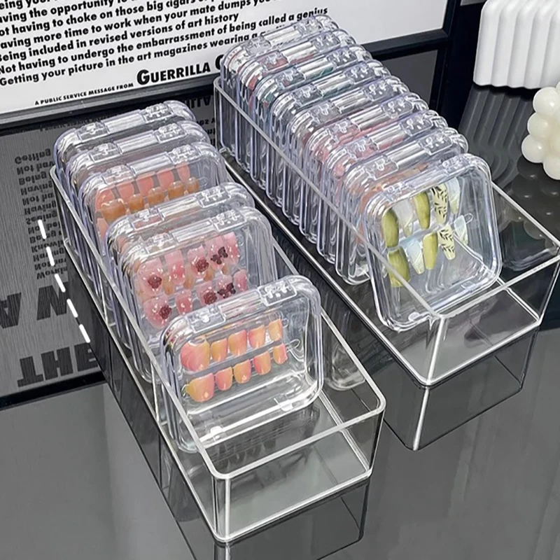 Nail Art Storage Box Wearing Armor Acrylic Display Box Nail Tips Collection Professional Nail Works Organizer