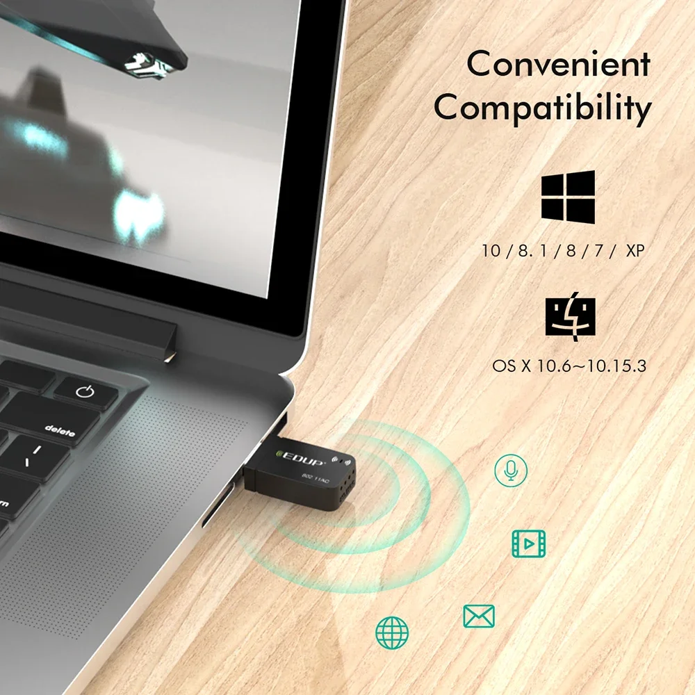 Edup banda dupla 1300mbps usb 3.0 placa de rede ac sem fio usb wifi lan adaptador 802.11ac mini adaptador wi-fi portátil para computador portátil