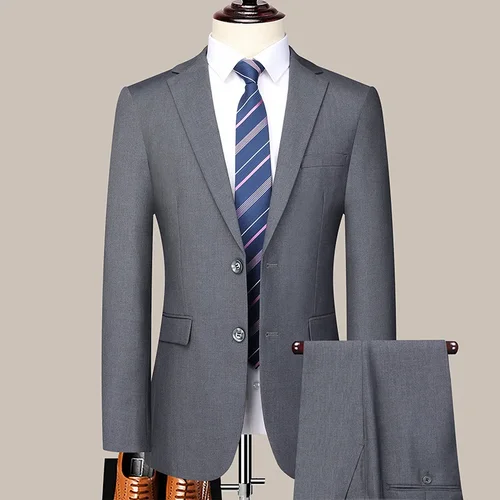 Imagen 1 del producto Traje de negocios de dos botones ajustado 2024 para hombre, conjunto Formal de dos piezas de trabajo profesional, pantalones incluidos S-6XL