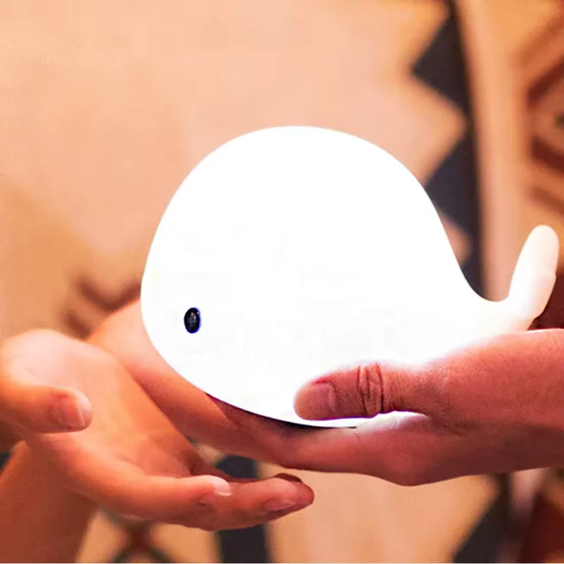 7 Colors Whale Silicone Night Light,Rechargeable Silicone Lamp,Color Changing Christmas Halloween Gift，Bedroom Co