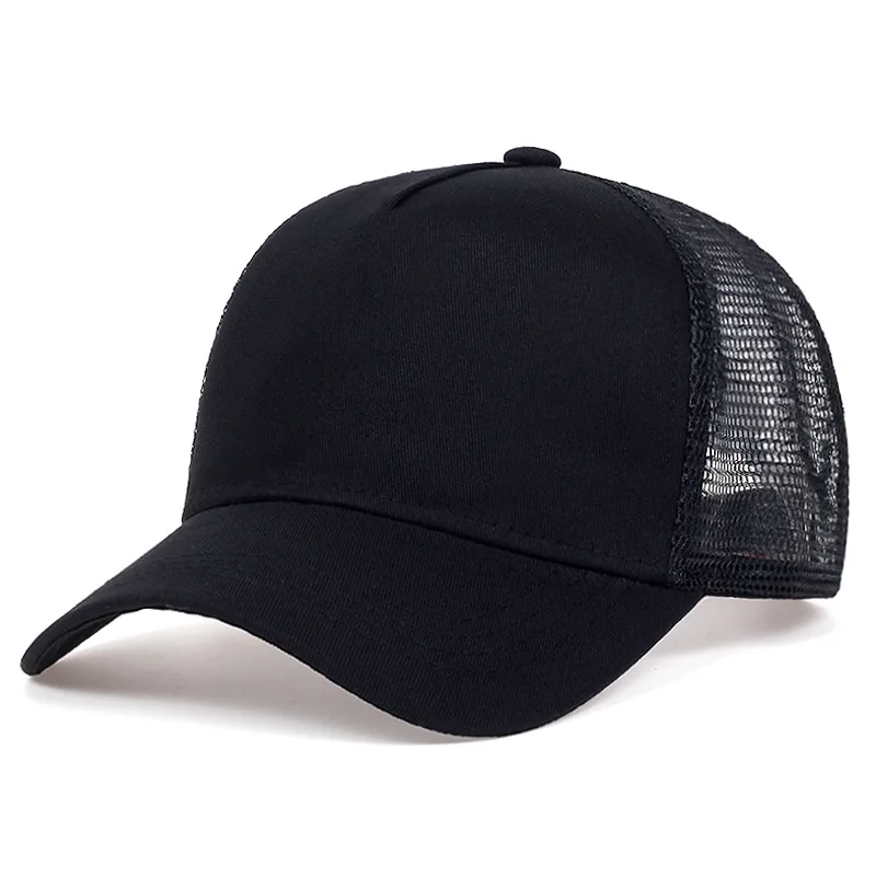 Wholesale 5 Pane Mesh Custom Logo Baseball Cap Adult Summer Sunshade Simple Trucker Cap Advertising Cap Hip Hop Comic Hat