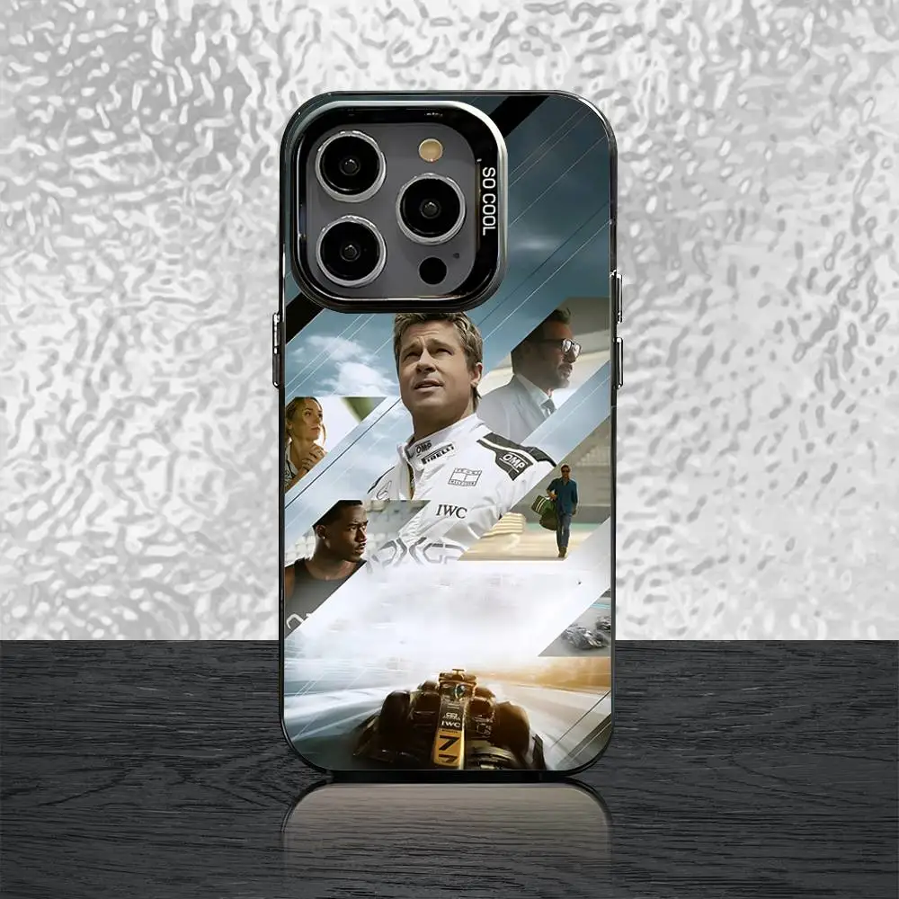 حافظة هاتف فيلم F-F1 2025 لهاتف آيفون 16,15,14,13,12,11,Pro,Max,Plus,Mini,SE غطاء خلفي ليزر أسود غير لامع