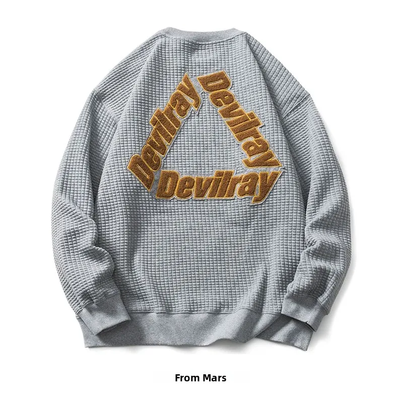 

from Creative Design e Stable round Ne Sweatirt Casual Embroidery Gingham Loose Fit Men's Winter Faion