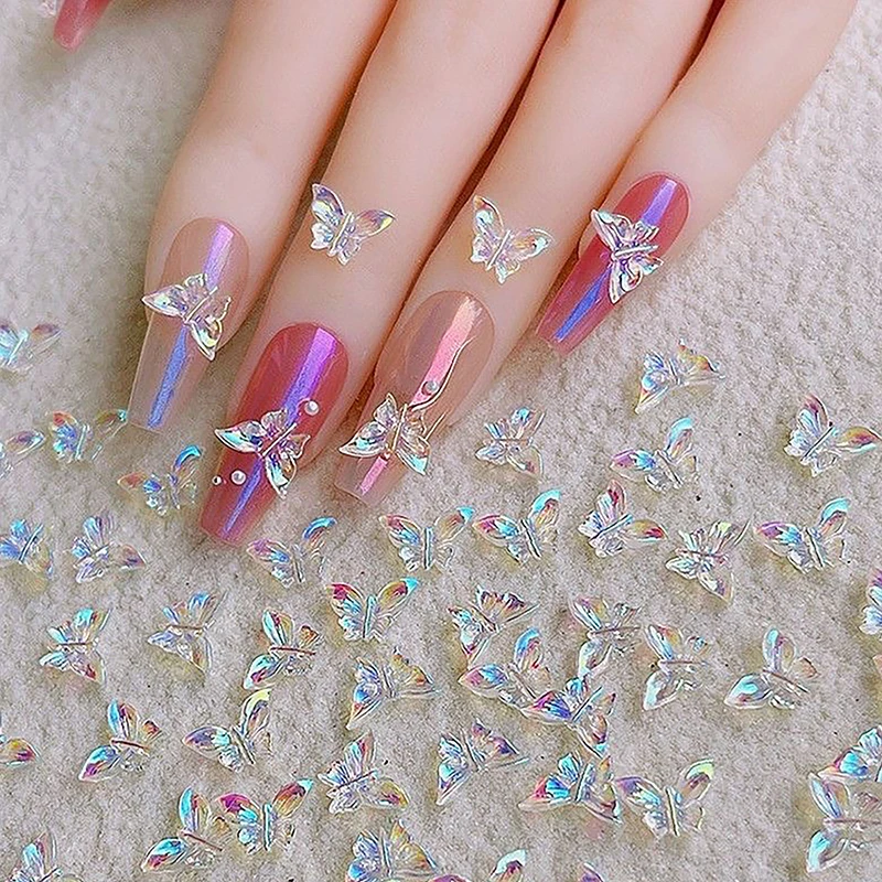 10 pçs mini borboleta projetos decoração da arte do prego resina 3d encantos acessórios de jóias de unhas suprimentos de manicure para mulheres meninas