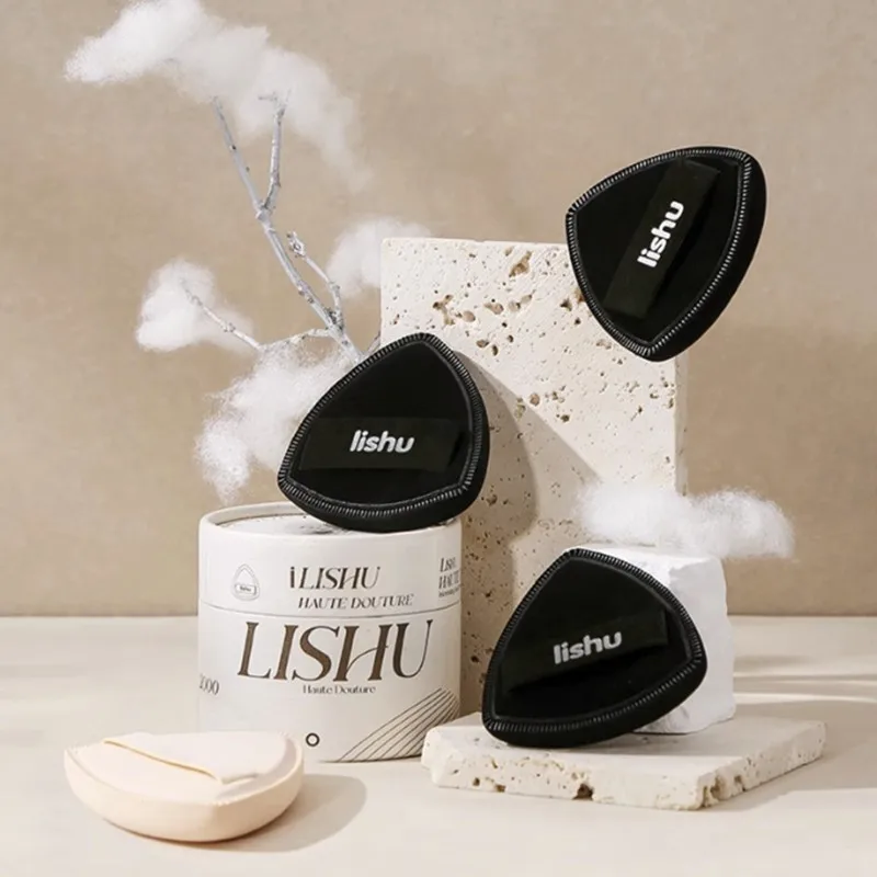 Lishu Black Air Cushion Foundation Puff High Elastic Soft Do Not Eat Powder Makeup Blender Applicator Sponge Wet Dry Dual Use