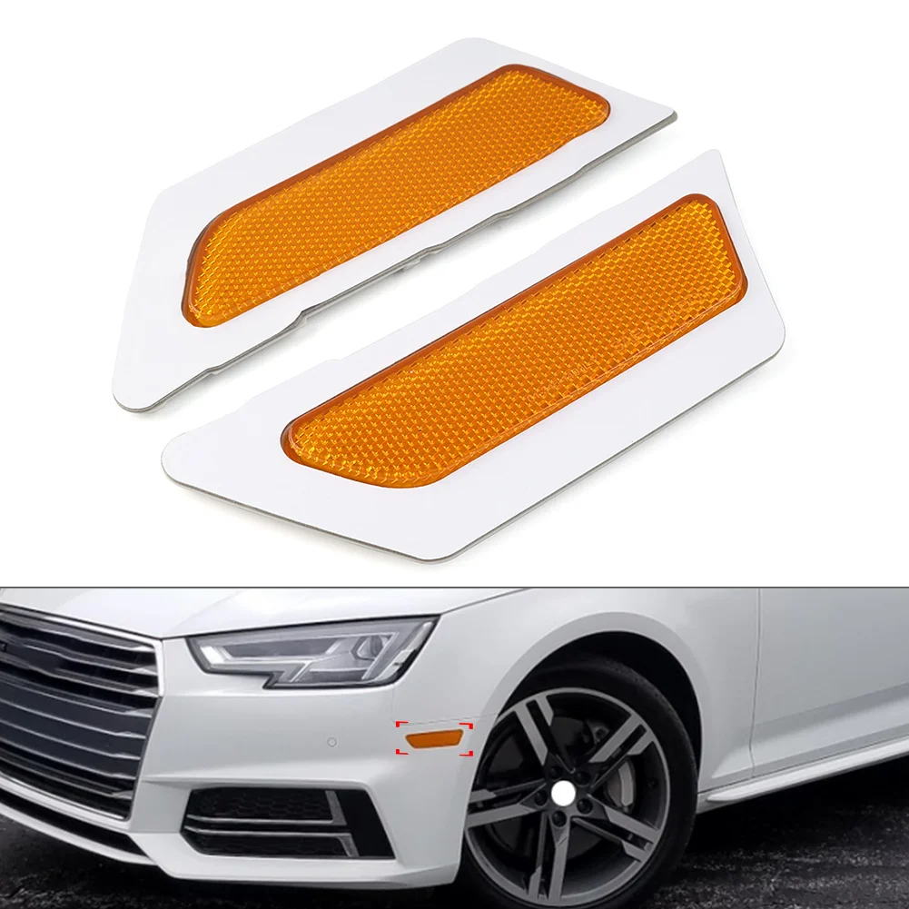 1 par de refletores de para-choque dianteiro de carro, marcador lateral amarelo claro para Audi A4 B9 2017 2018 2019 8W 0945071   8W 0945072