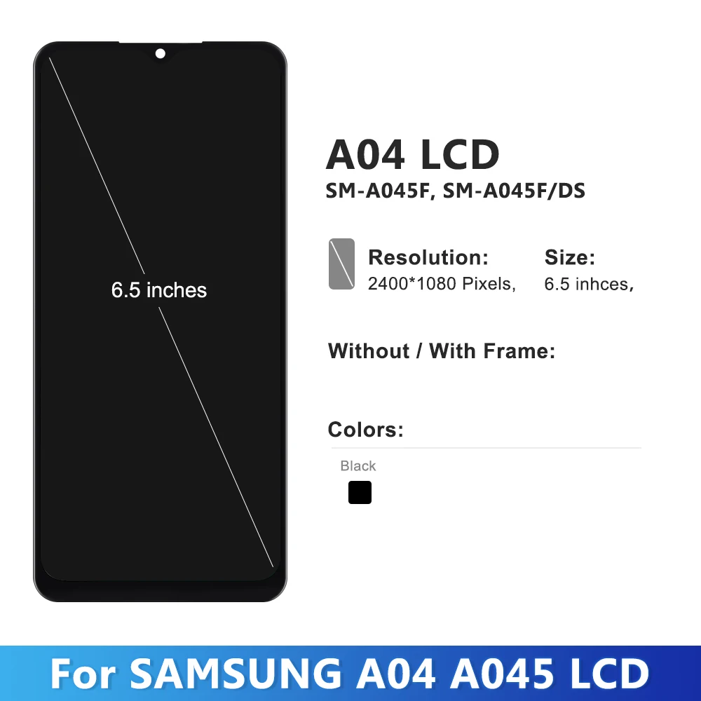 For Samsung A04 A045 LCD Display Touch Screen Digitizer For Samsung A045F A045M SM-A045F/DS Display +Frame