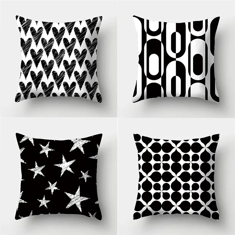 Black and White Geometric Study Pillowcase Office Living Room Home Pillowcase Car Ornaments