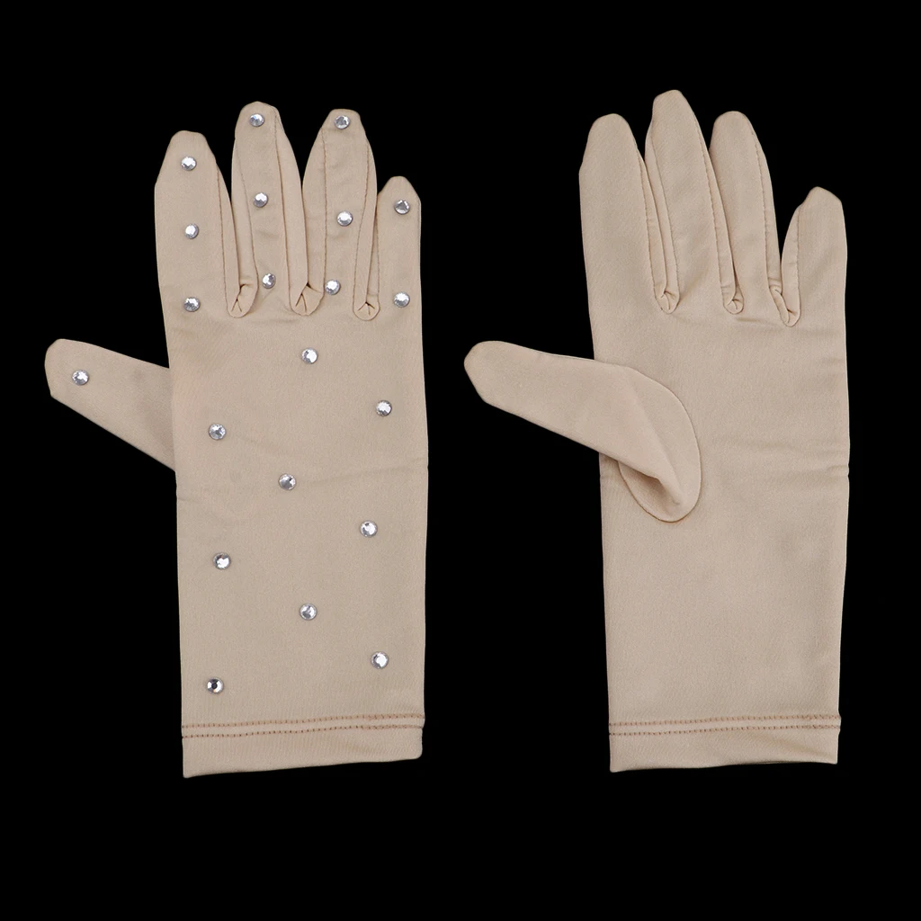 Guantes elásticos para mujer, guantes con diamantes de imitación para patinaje artístico sobre hielo, competición, espectáculo de rendimiento