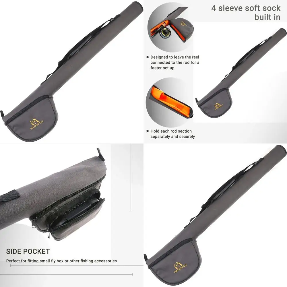 

Чехол для нахлыстовых удилищ Maxcatch с отделением для катушки - надежная защита для 9-футовых 2-4-секционных нахлыстовых удилищ, серый
