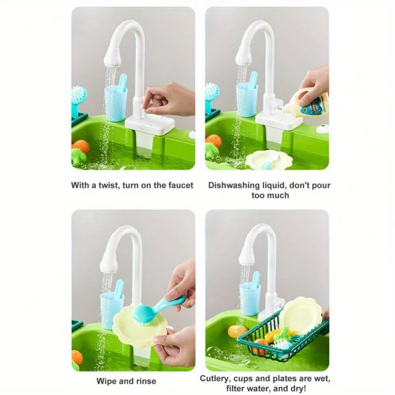 電気洗浄食器キッチンシンク調理食器洗い機セットキッチンセットおもちゃ本物の食器洗い機リアルなキッチンおもちゃ子供のため