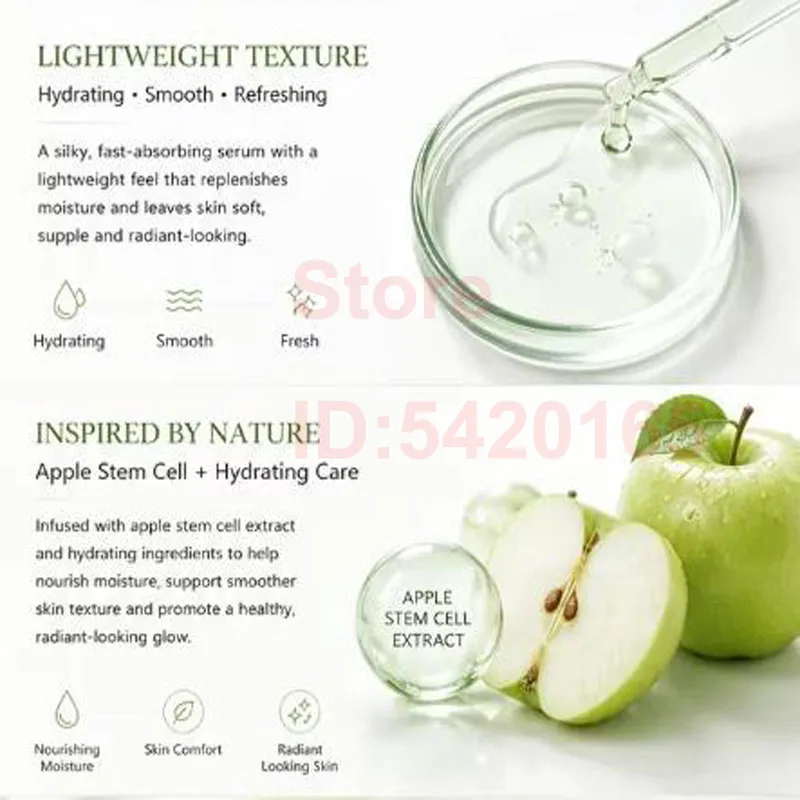 AppleStem Cell Facial Serum Essence 10ml/bottle Moisturizing Firming Smooth Fine Lines Pore Care Brightening Skin Care Solution