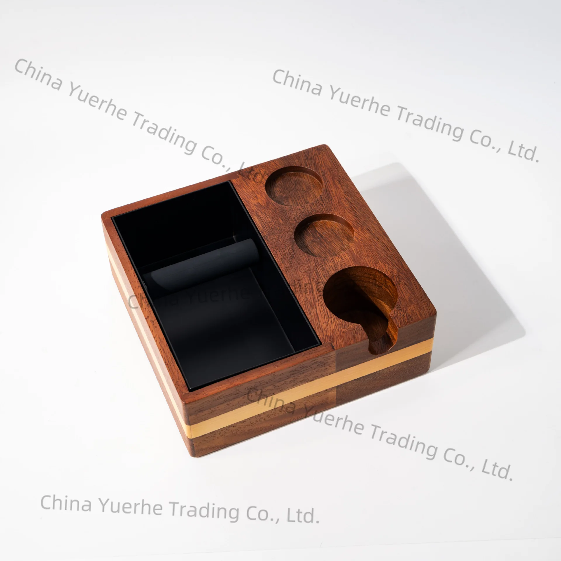 

AG multifunctional solid wood slag box slag bucket integrated powder hammer powder press base coffee powder three-piece set