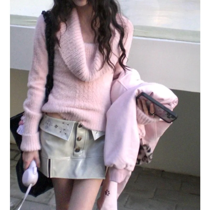 

2025 New Lazy Wind Stack Collar, with A Sweet Temperament, Wear Autumn and Winter Knitwear Inside and Outside