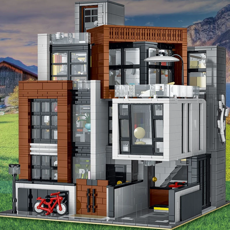CUBE Modern Villa,HEA-ON-JEA Korean style Villa House Buildings Sets, Gift City Apartment Model Modular Buildings Blocks 3433PCS
