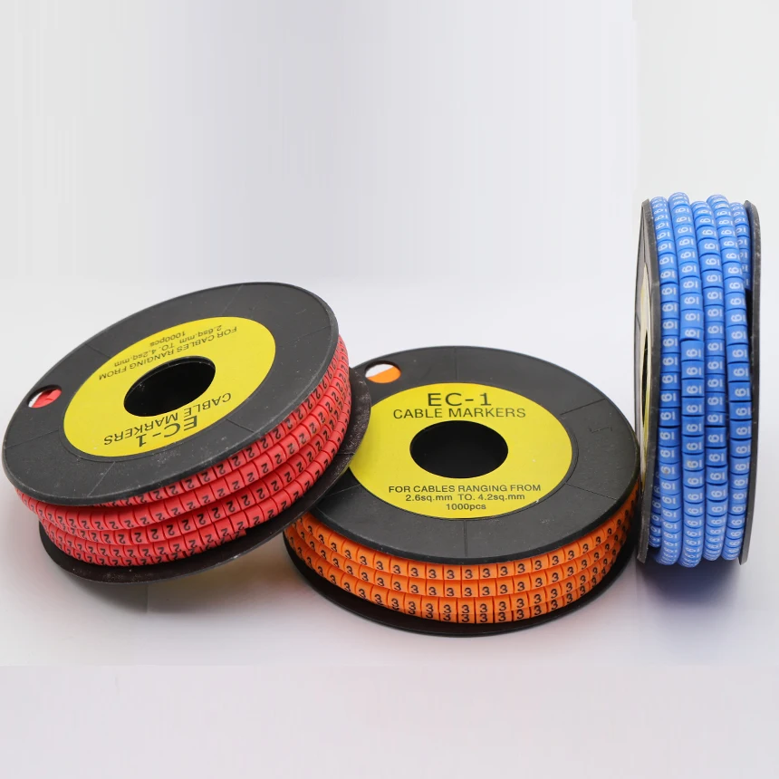 EC-0 EC-1 EC-2 EC-3 1.5/2.5/4/6mm2 0-9 Number Arabic Numeral Flexible Print Sleeve Tube Label Network Wire Labeled Cable Marker