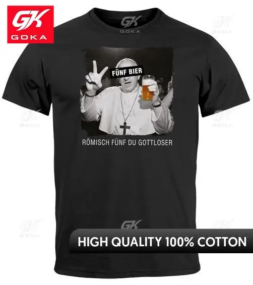 Mens Alcohol Five Beer Photo Montage Pope Saying Funny Print  Graphic T Shirts Mens Clothing New in Tops & Tees Cotton Women