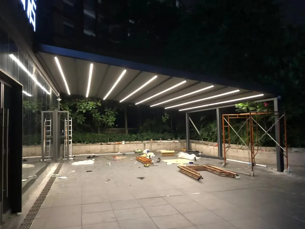Customized Electric Aluminum Retractable PVC Pergola Coated Outdoor Folding Balcony Pvc Canopy Waterproof