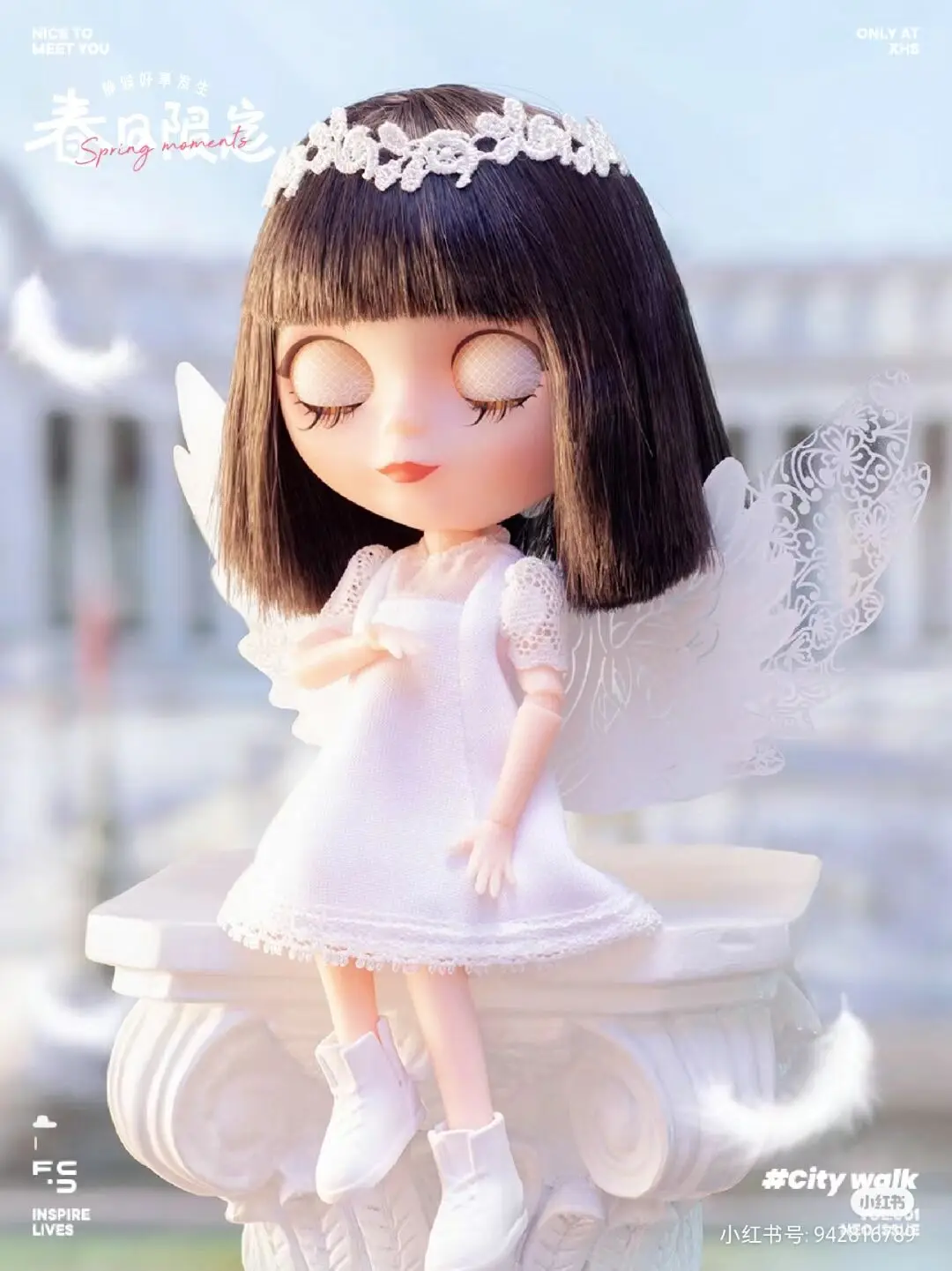 

15cm Lacelle Lace Angel & Strawberry Dress Girl Doll Small Cloth Doll Bjd Four Kinds Of Eyes Collect Ornamnet kid Halloween Gift