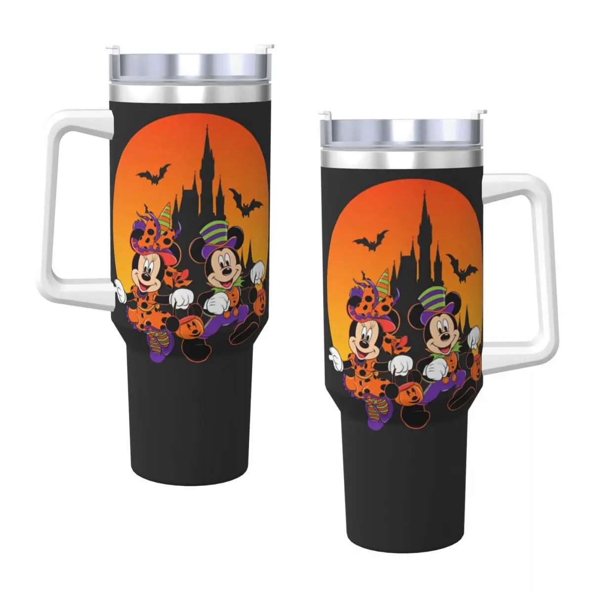 Stainless Steel Tumbler Mickey Mouse Halloween Pumpkin Coffee Mug Keep Heat Cold Drink Mugs Cup Beach Design Water Bottle