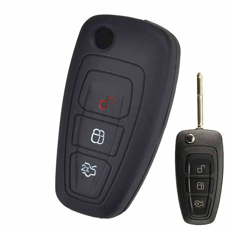 For Ford Focus Fusion Fiesta Ranger KA Kuga C-Max S-Max Galaxy Mondeo Escape Remote Fob Cover Silicone Car Key Case