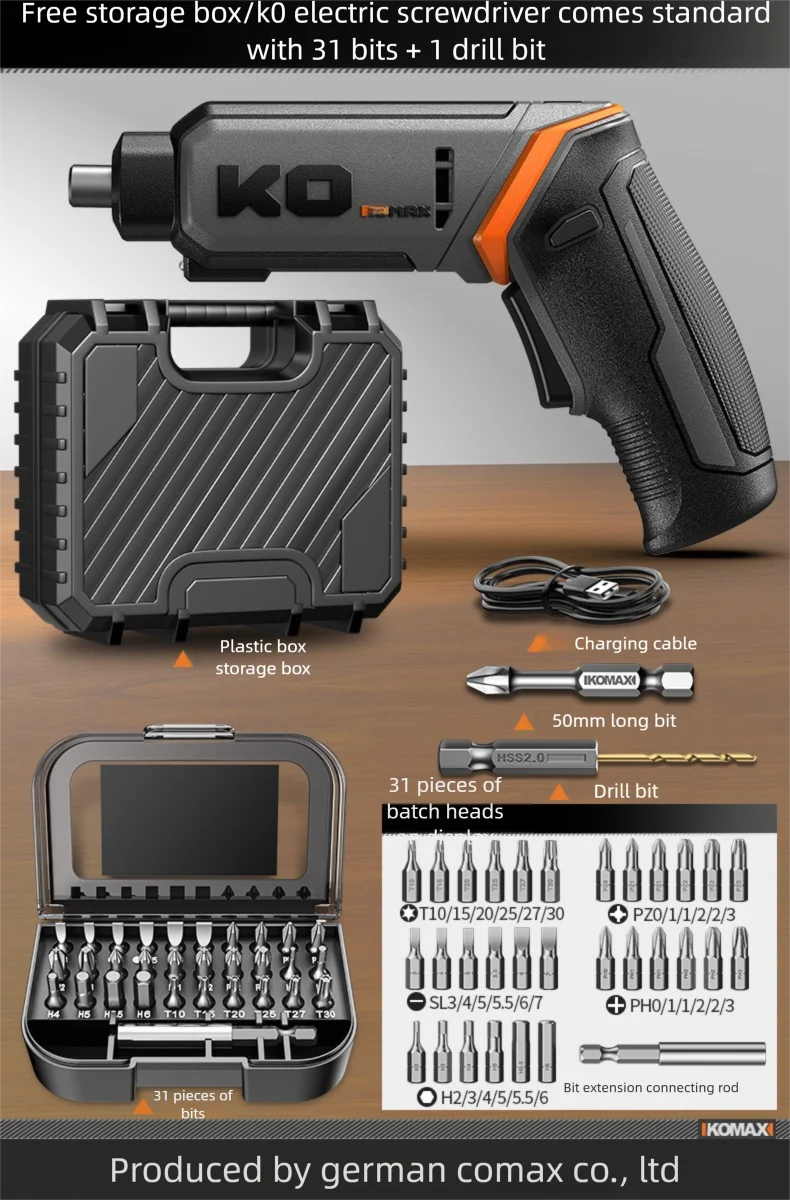 

KOMAX Electric Screwdriver, Rechargeable Household Small Multi-functional Mini Pistol Drill