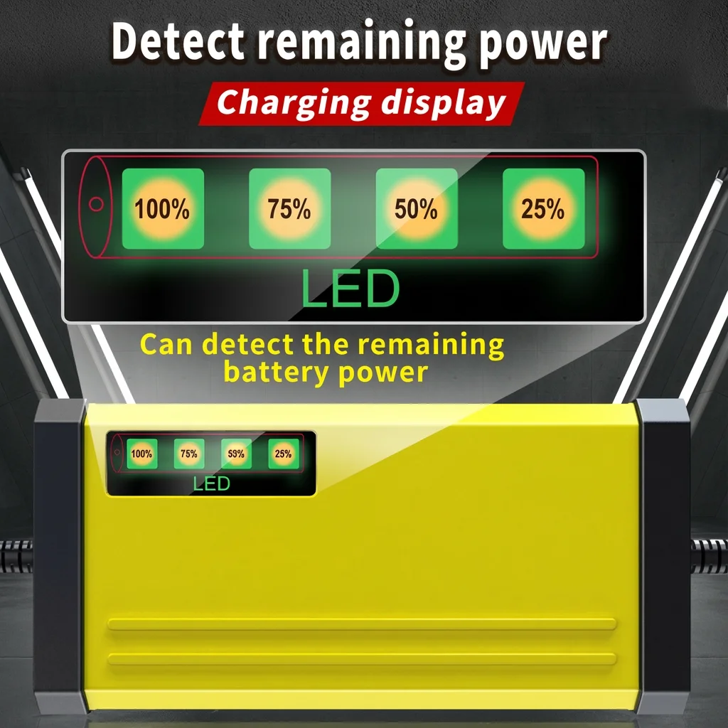 12V 20Ah Car Battery Charger US Plug with Intelligent Current Adjustment for Charging and Battery Protection for Motorcycle