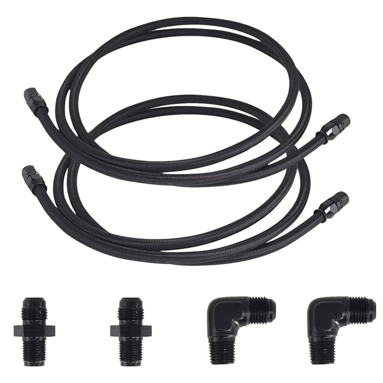 6AN PTFE Transmission Cooler Lines 7ft for 4L60 700R4 TH350 TH400 3L80 Nylon Stainless Steel Braided Hoses Fittings 2PCS