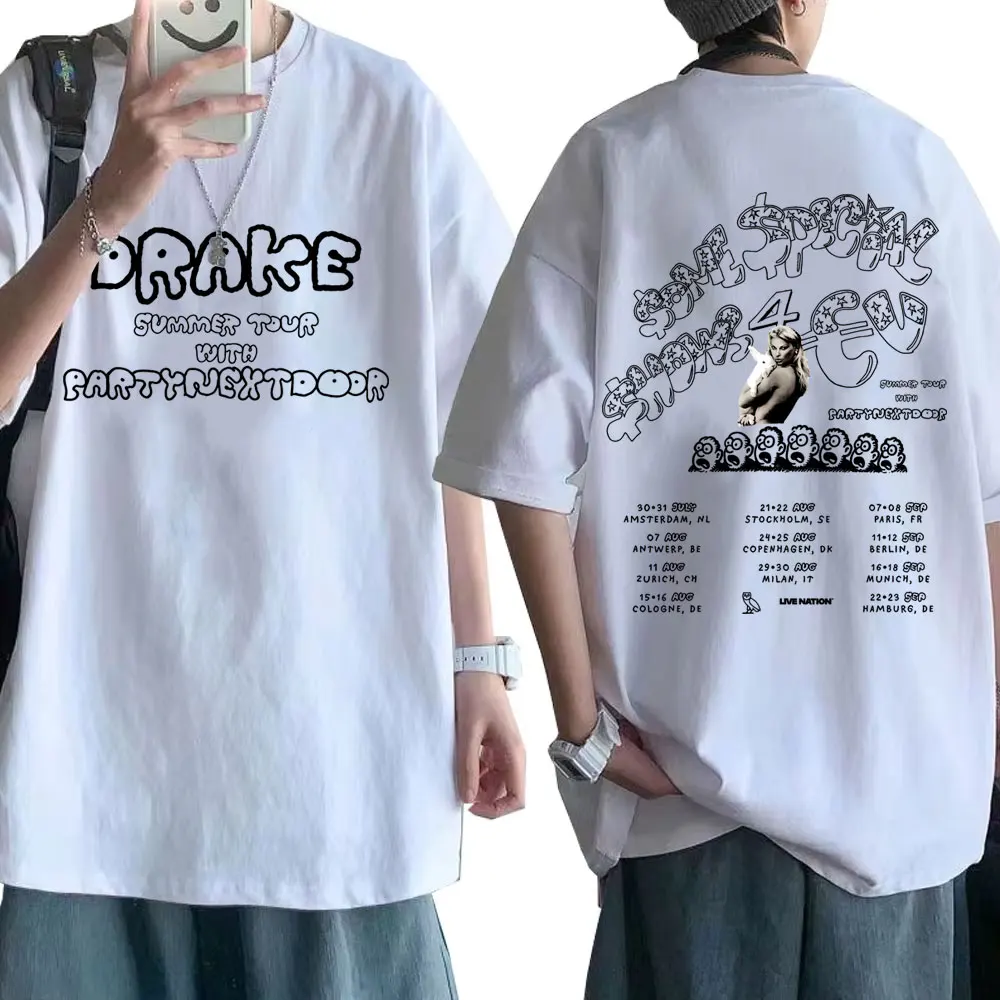 

Hot Sale Rapper Drake Europe Tour with Partynextdoor 2025 T-shirt Men Women Hip Hop Fashion Pop Music T Shirts Oversized Tshirt