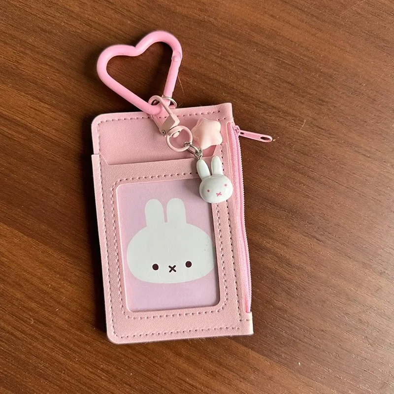 Cartoon Miffy Card Holder Kawaii Rabbit Zipper Coin Purse Keychain Student Campus Bus Card Case Anime Peripheral Festival Gift