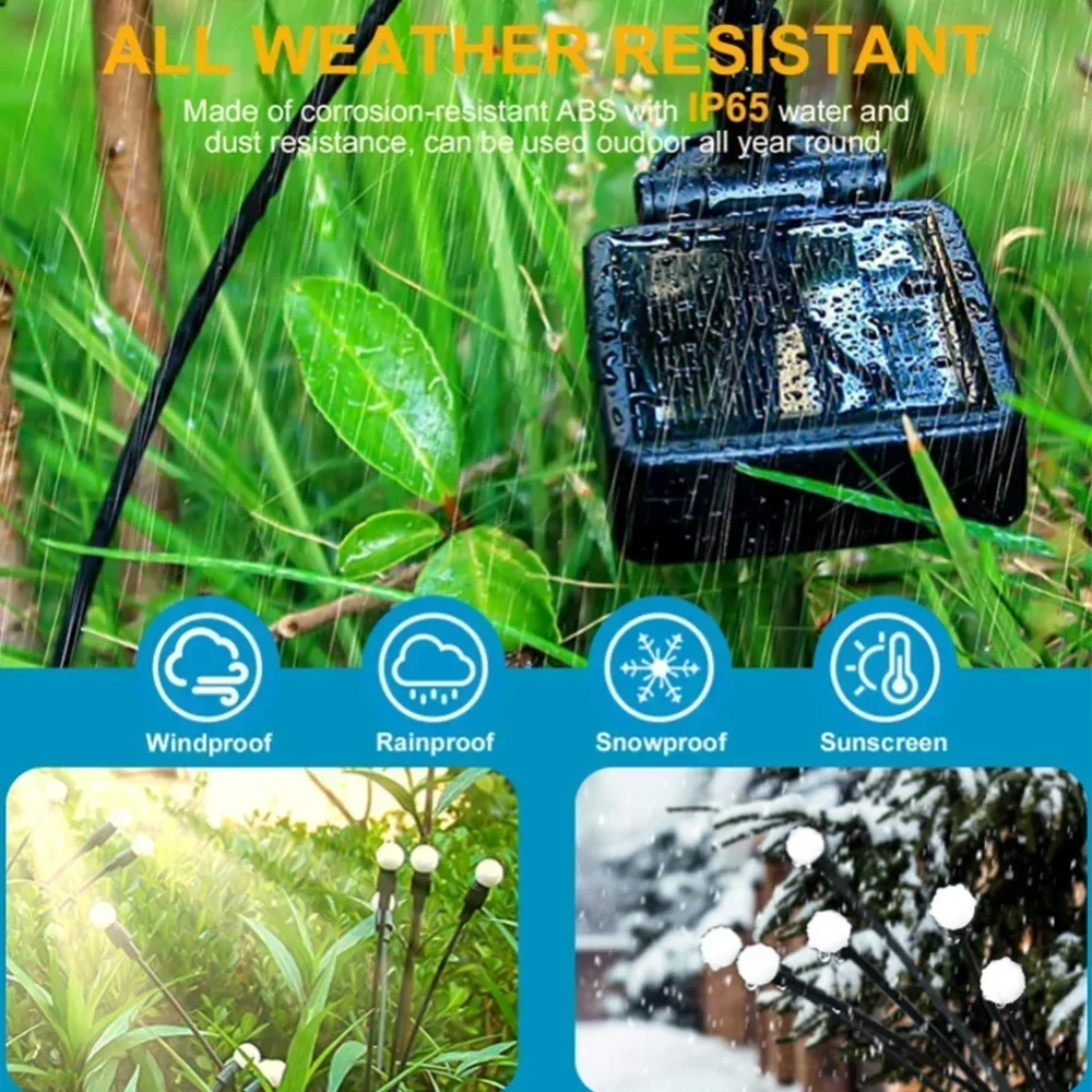 8 أضواء حديقة LED تعمل بالطاقة الشمسية 2025 أضواء عيد الميلاد في الهواء الطلق مقاوم للماء أضواء حديقة نابضة بالحياة لتزيين مسار الفناء