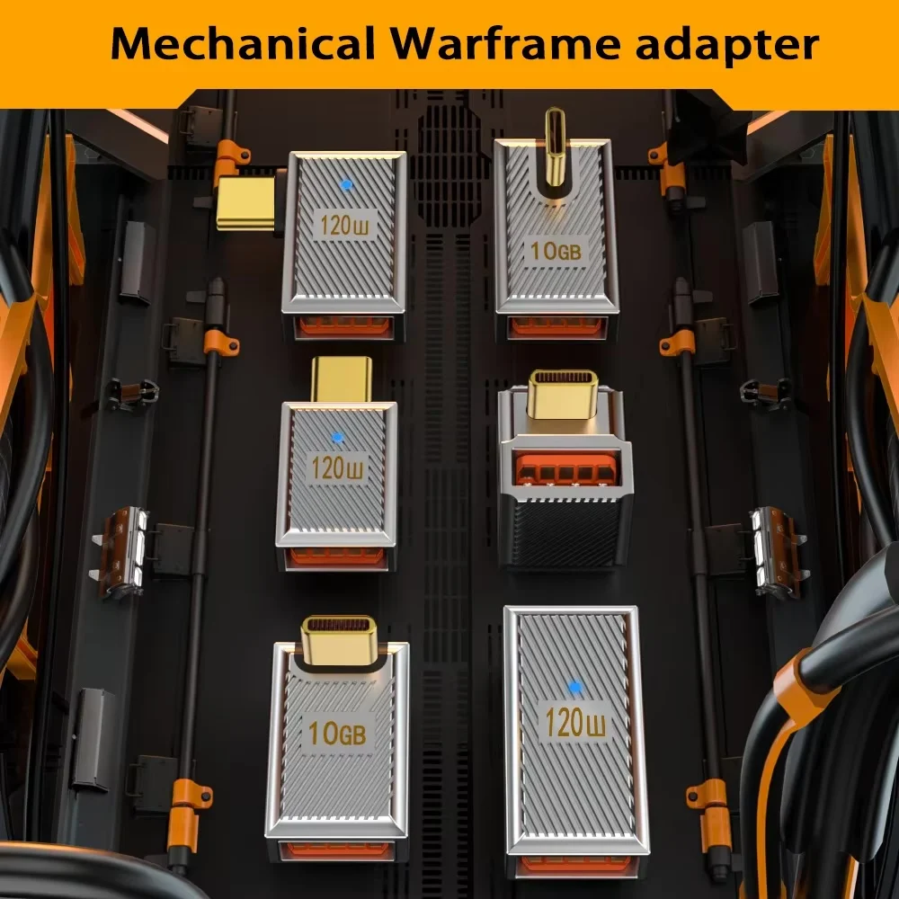 120W 6A USB Type C Adapters U-Shape Straight Angle Adapter Type C Male to USB Female 10Gbps Fast Data Converter Charging Adapter