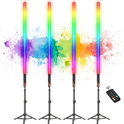 LUXCEO 120cm 4개 포장 LED 무드 조명 원격 제어 분위기 조명 RGB 색상 변경 조명 스틱 바/파티/크리스마스 조명 장식.