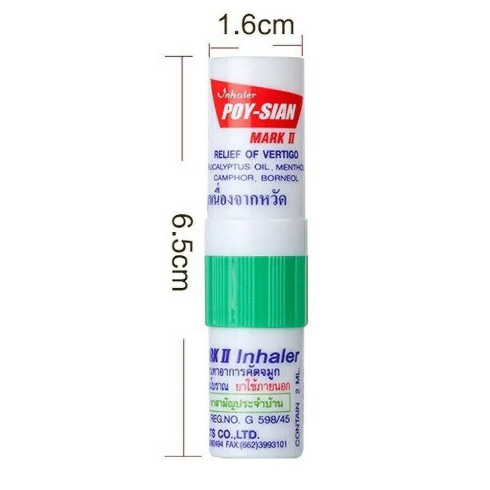 Inhalador Nasal Herbal Poy Sian Stick, mareos por movimiento, congestión Nasal, refrescante, cuidado de la salud, cilindro de menta, aceite, mareos