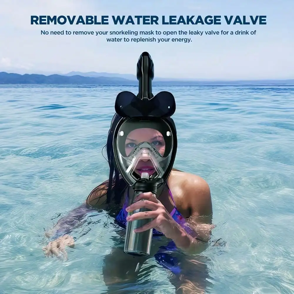 Devilfish Full Face Snorkel Mask Adults, Dry Top System Snorkeling Set with Foldable Sunglasses, 180 Degree Panoramic View Snork view 6