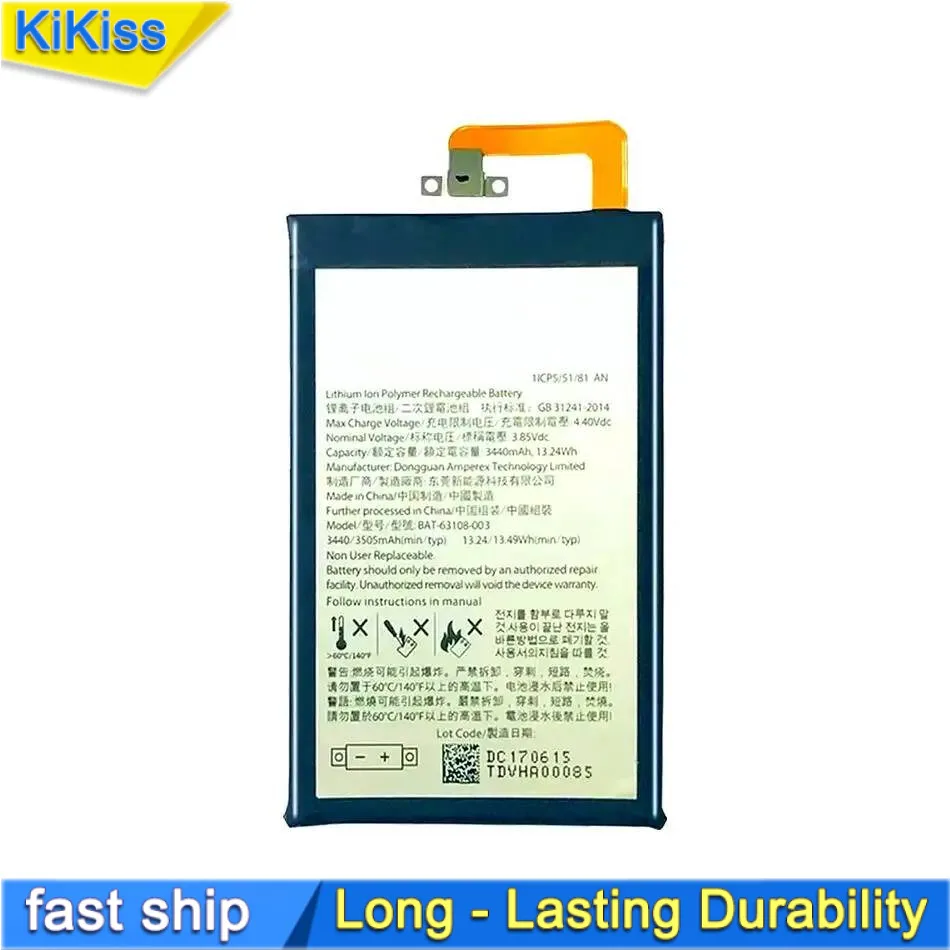 

Mobile Phone Battery Reliable Replacement For Blackberry Keyone Alcatel DK70 DTEK70 3440Mah Bat-63108-003 High Capacity
