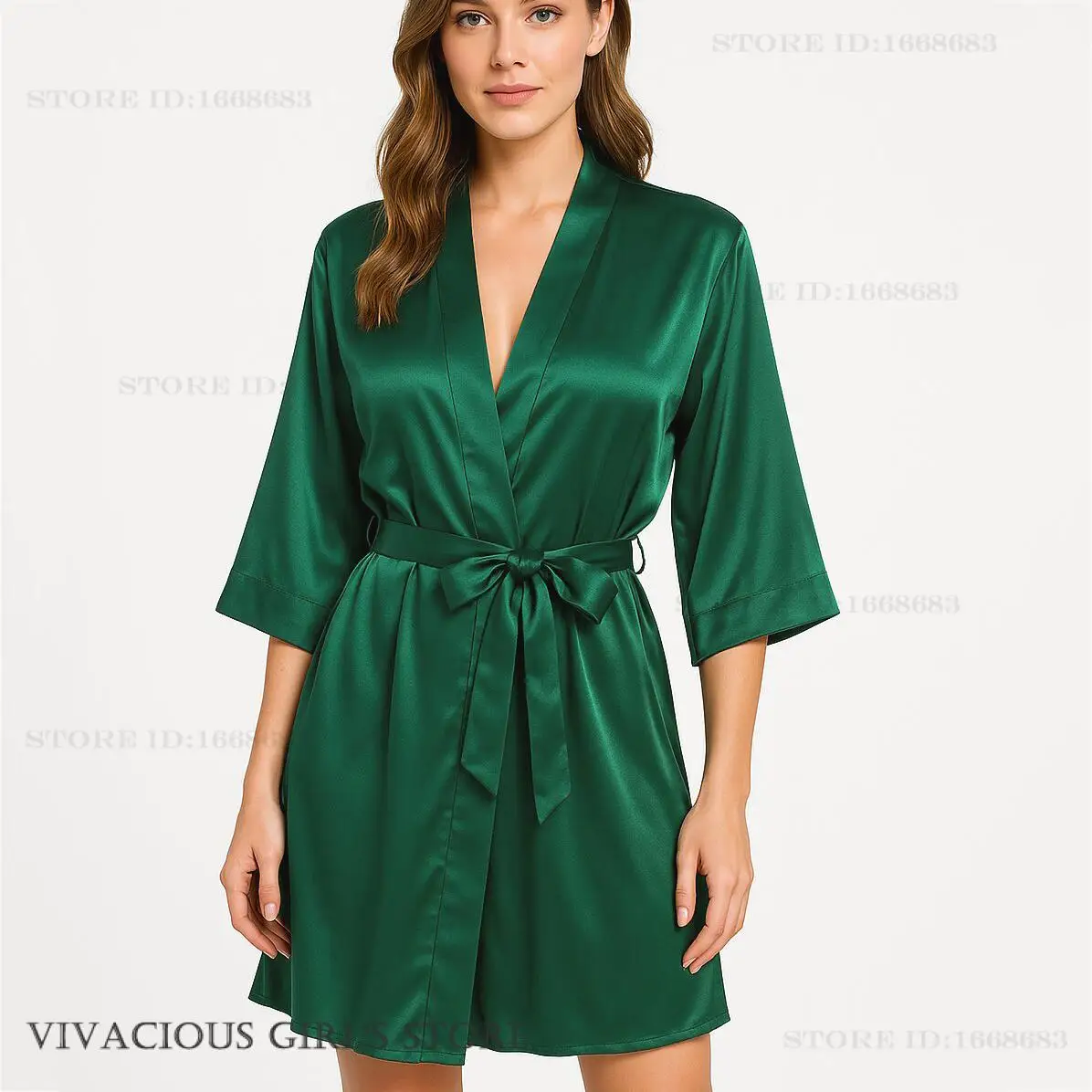 

Silky Satin Wedding Robe Negligee Women Half Sleeve Kimono Gown Bathrobe Spring Summer New Sleepwear Home Dress Loose Loungewear