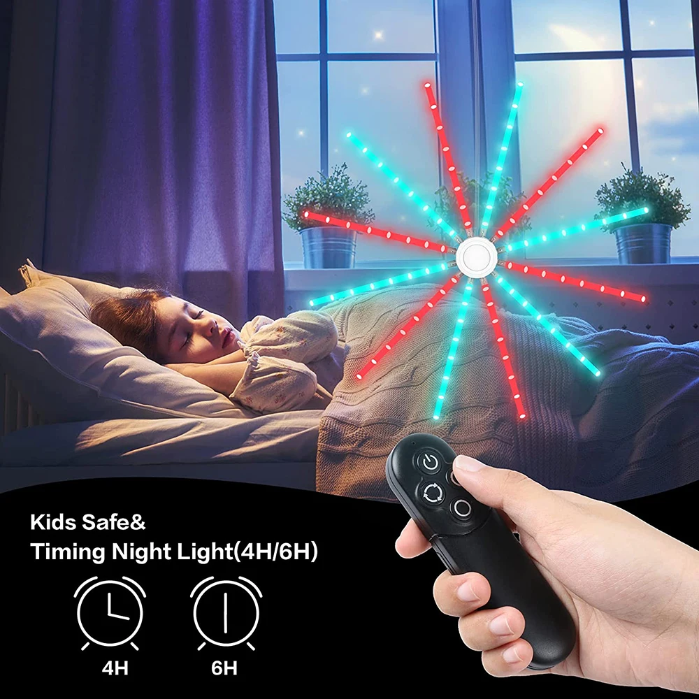 Tira de luces LED de fuegos artificiales RGB, luz de fuegos artificiales con Control remoto que cambia de Color de ensueño, 18 modos, decoración de Navidad para sala de estar, regalo